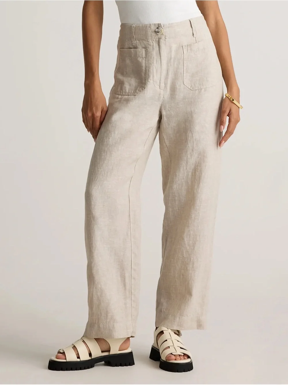 Quince 100% European Linen Wide Leg Pants Flax 14 NWOT